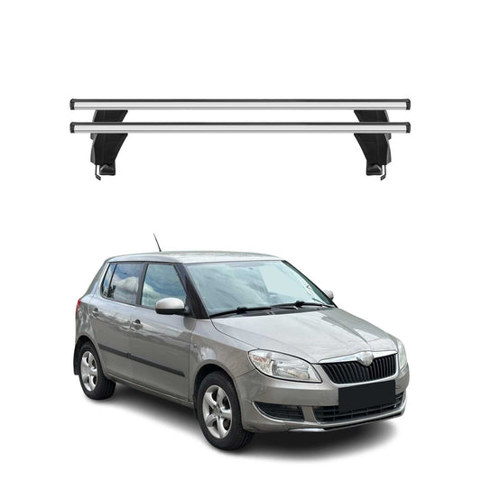 Menabo Dachträger Grundtäger für Skoda Fabia mk2 2007-2014 50kg Alu Silber 2 tlg
