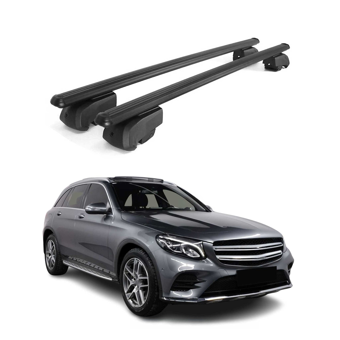 Dachträger Grundtäger für Mercedes GLC X253 2015-2022 75kg Alu Schwarz 2 tlg
