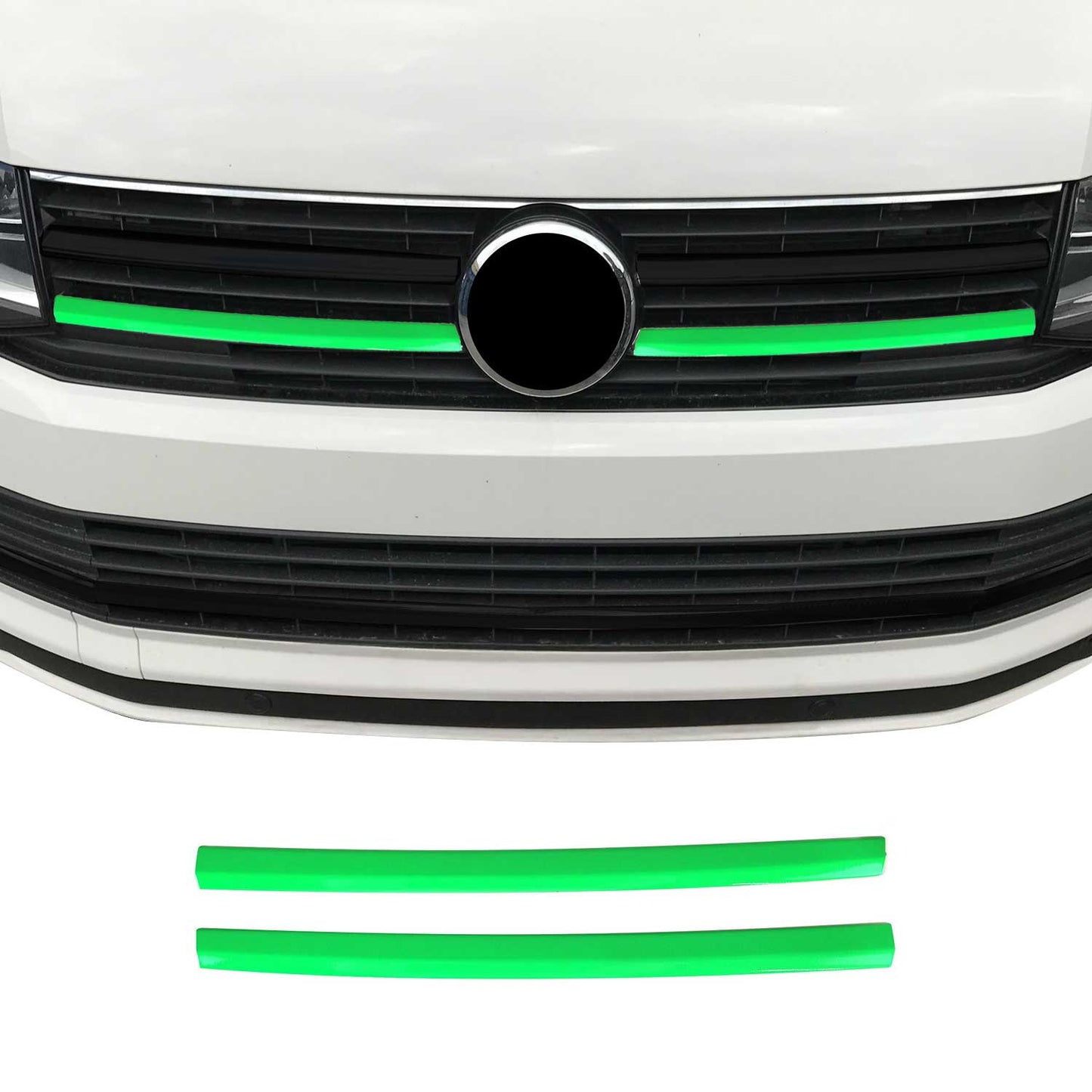 Benzi decorative grilă radiator pentru VW T6 Transporter 2015-2019 Highline, oțel inoxidabil, verde, 2x