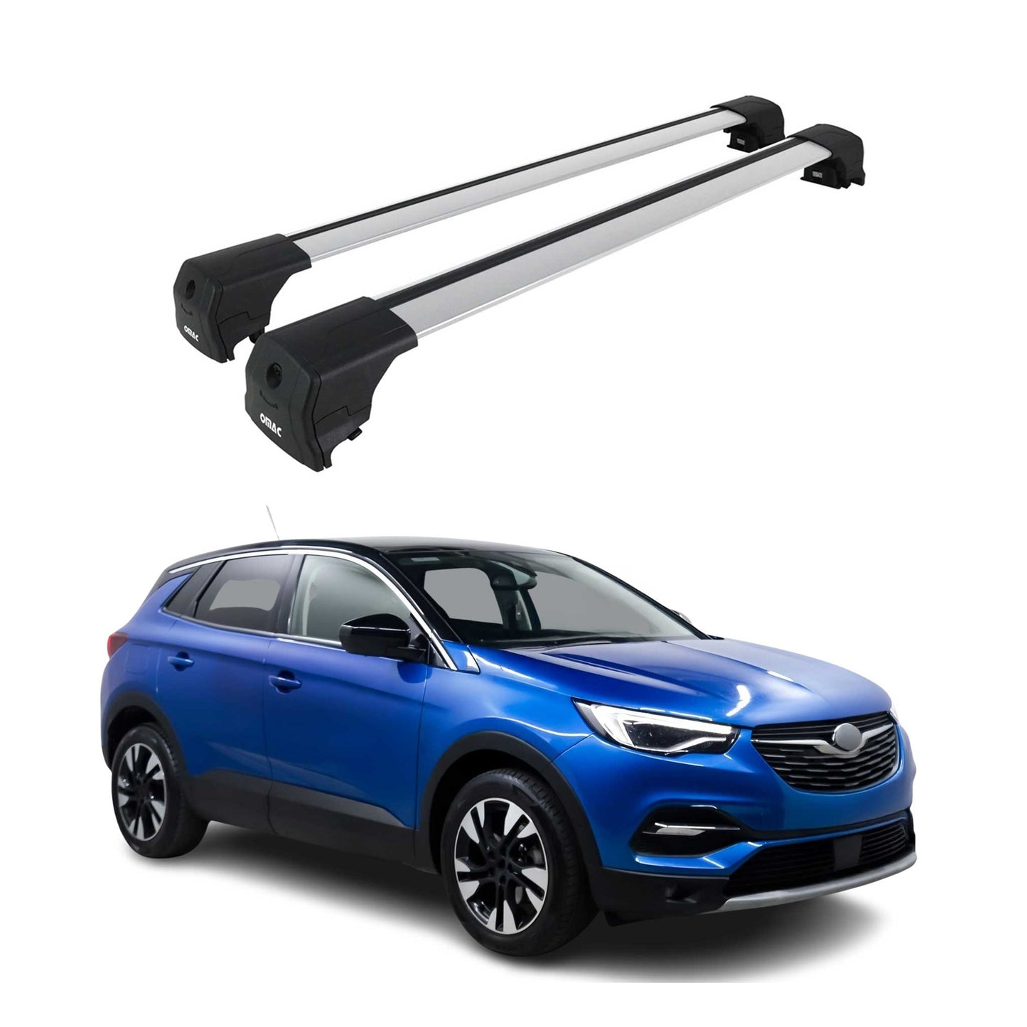 Portbagaj de plafon pentru Opel Grandland X 2017-2021 75kg aluminiu argintiu 2 buc