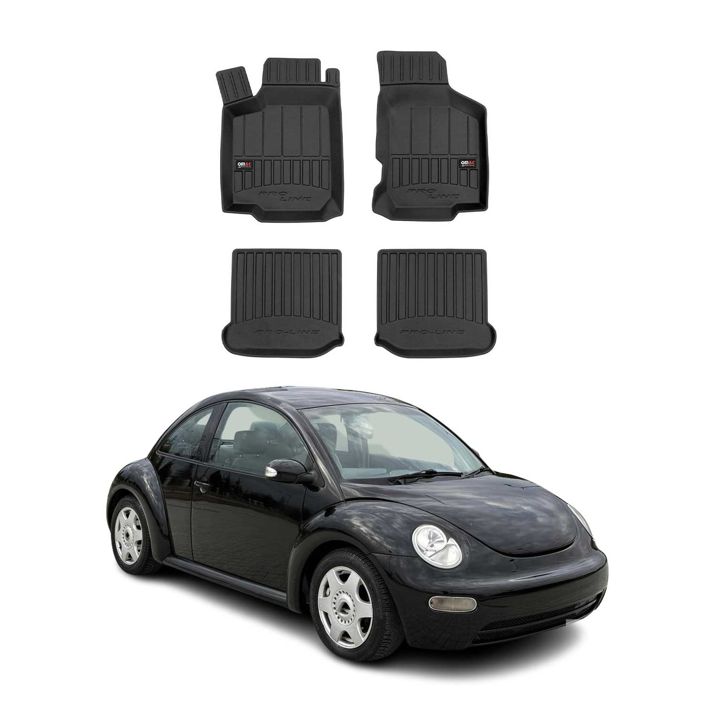 OMAC Gummi Fußmatten für VW New Beetle 1998-2010 Premium TPE Automatten 4tlg