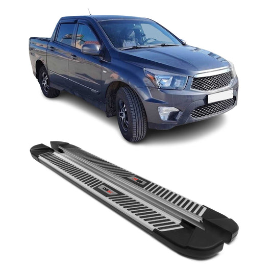 Trittbretter Seitenbretter Schweller für Ssangyong Actyon Sports Alu Schwarz