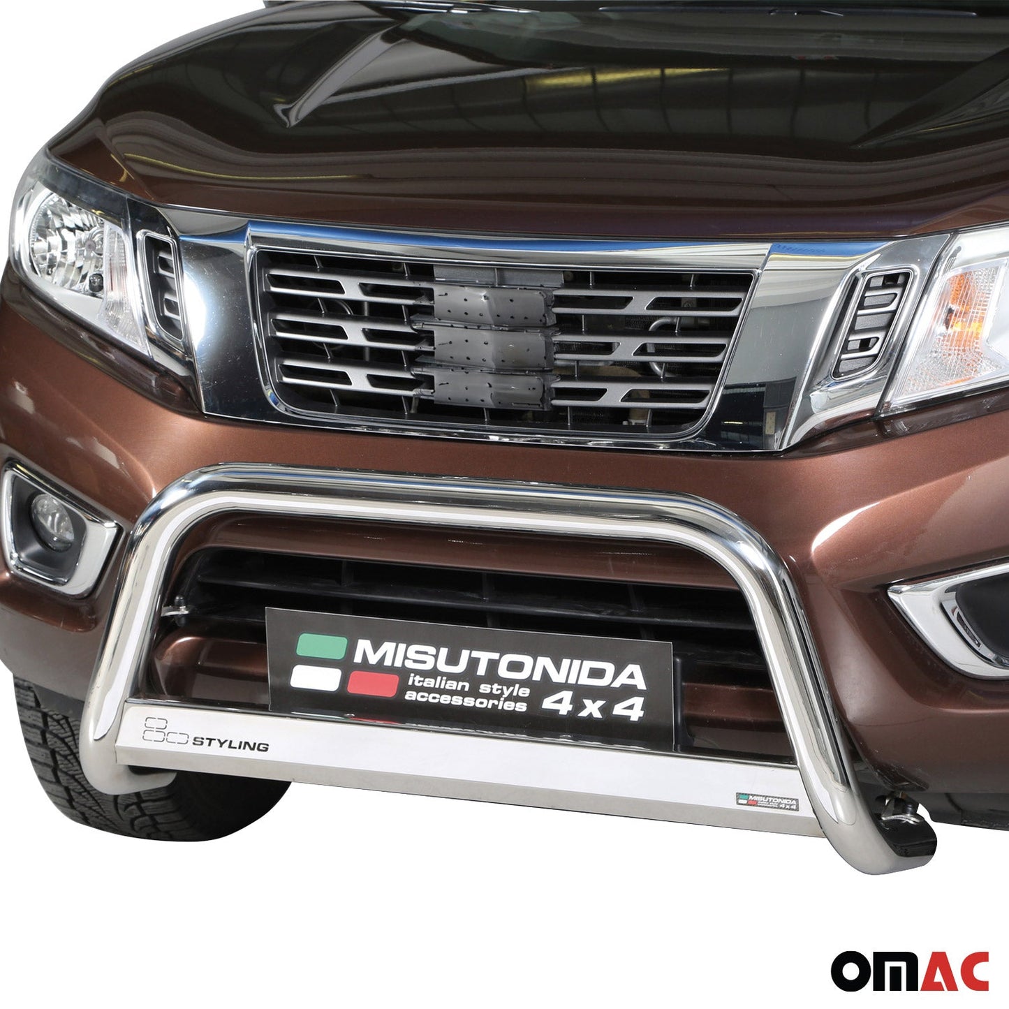 Bară de protecție/buton față pentru Nissan NP300 Navara 2016-2021, ø63mm, oțel, argintiu