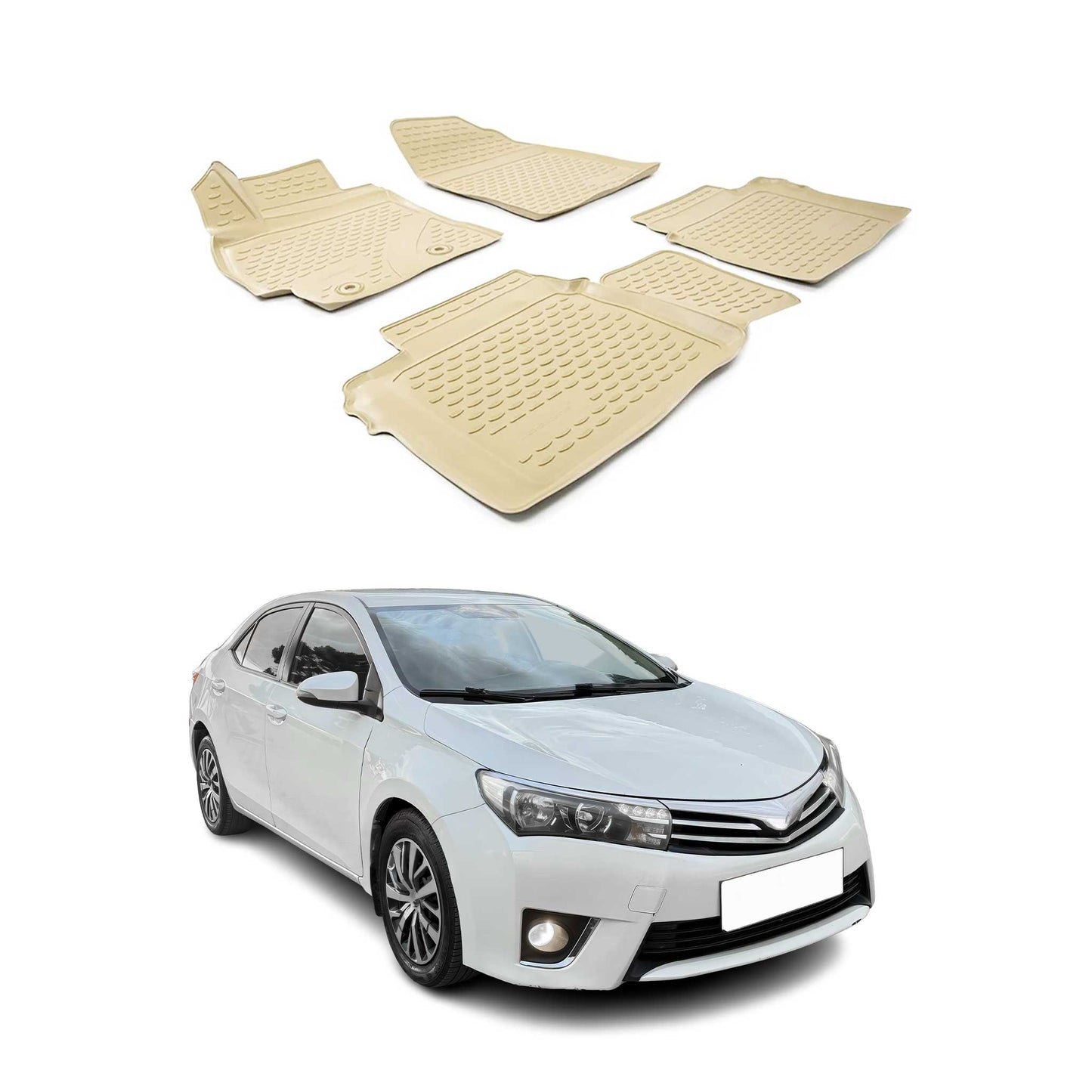 2013-2019 Toyota Corolla Stufenheck Fußmatten TPE Beige 4 tlg