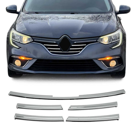 Kühlergrill Leisten Grillleisten für Renault Megane 2015-2020 Chrom Silber 5x
