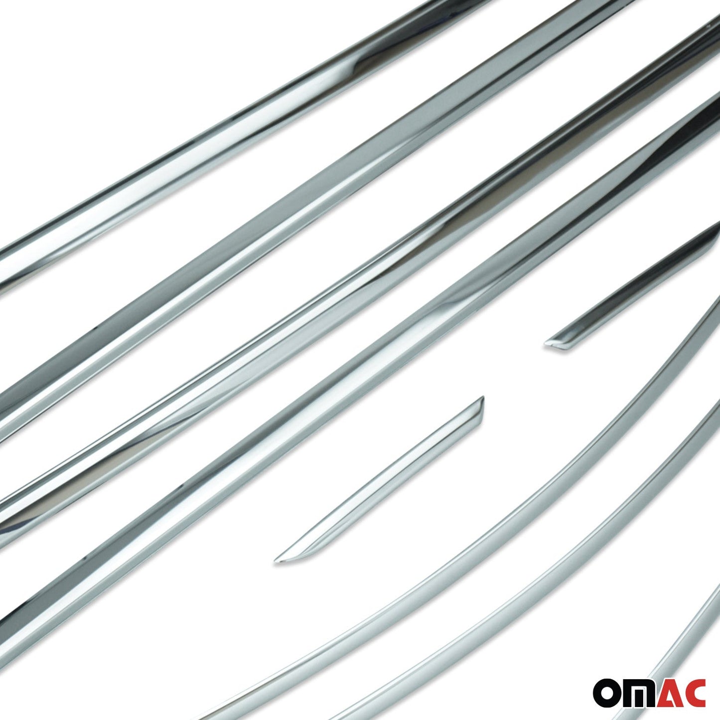 Benzi decorative pentru geamuri Renault Megane Sedan 2016-2025, oțel inoxidabil cromat, 12 buc.