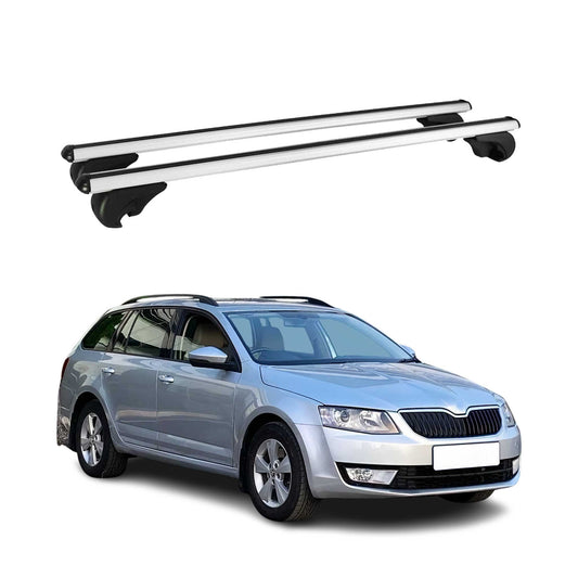Portbagaj de plafon pentru Skoda Octavia mk3 Estate 2013-2020 75kg Gri aluminiu 2x