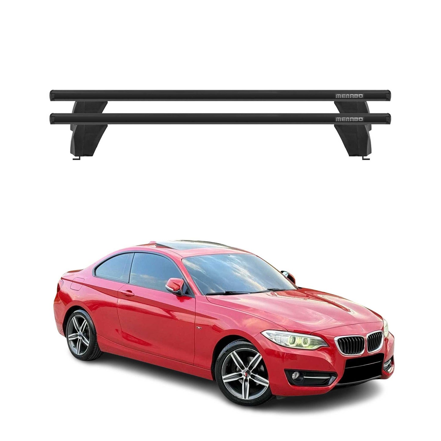 Menabo Dachträger Grundtäger für BMW 2er F22 Coupe 2012-2021 75kg Schwarz Alu 2x