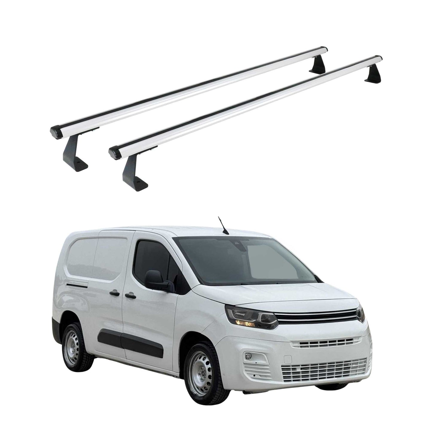 Portbagaj de plafon pentru Citroen Berlingo 2018-2025 75kg aluminiu argintiu 2 buc