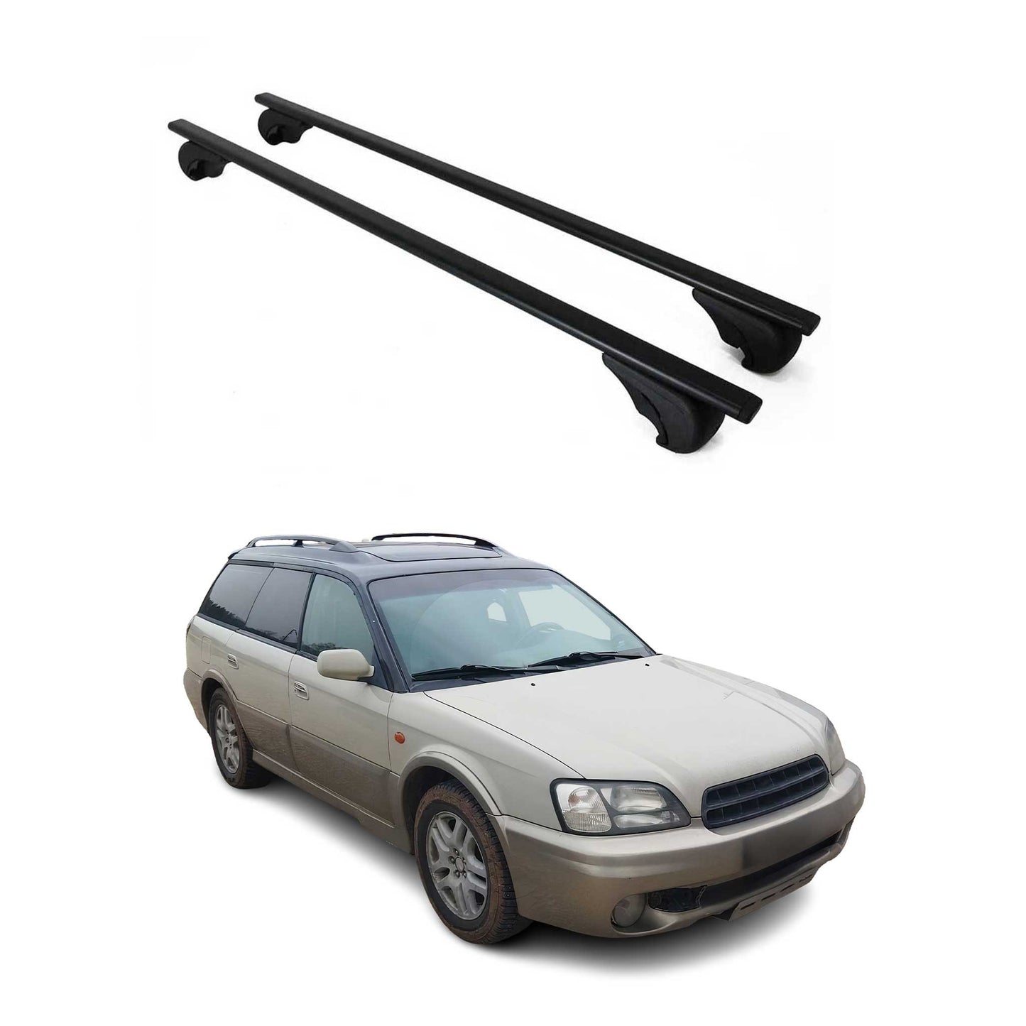 Portbagaj de plafon pentru Subaru Outback mk2 1999-2003 75kg, negru metalic, 2 buc.