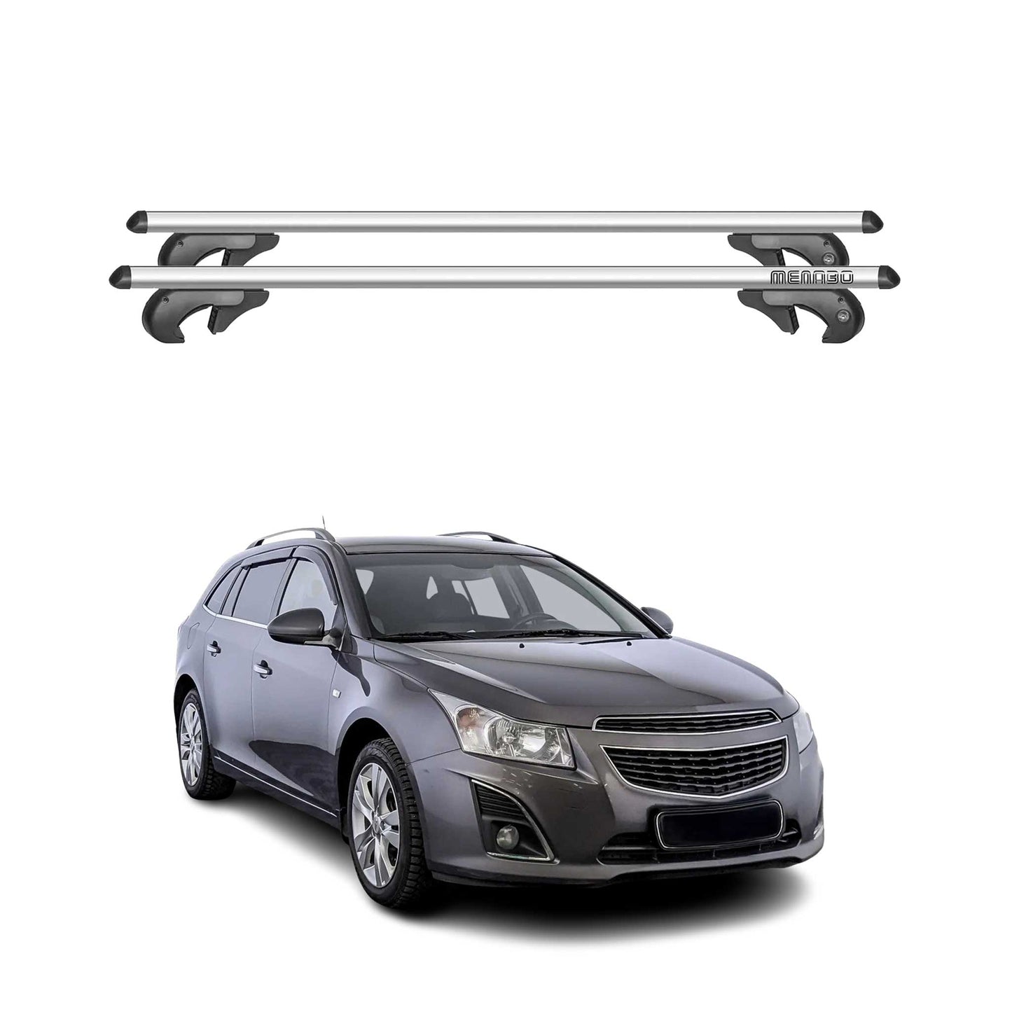 Menabo Dachträger Grundtäger für Chevrolet Cruze Kombi 2008-2016 90kg Alu Silber