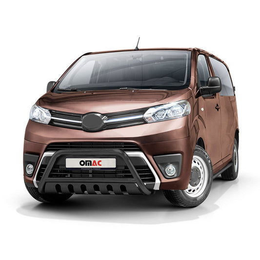 Bară de protecție față pentru Toyota Proace 2016-2022, oțel inoxidabil, omologată ABE, neagră