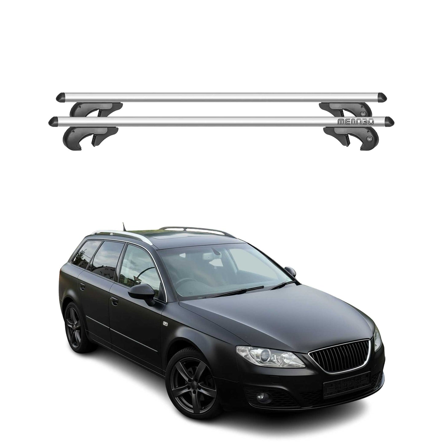 Menabo Dachträger Grundtäger für Seat Exeo Kombi 2009-2013 90kg Alu Silber 2 tlg