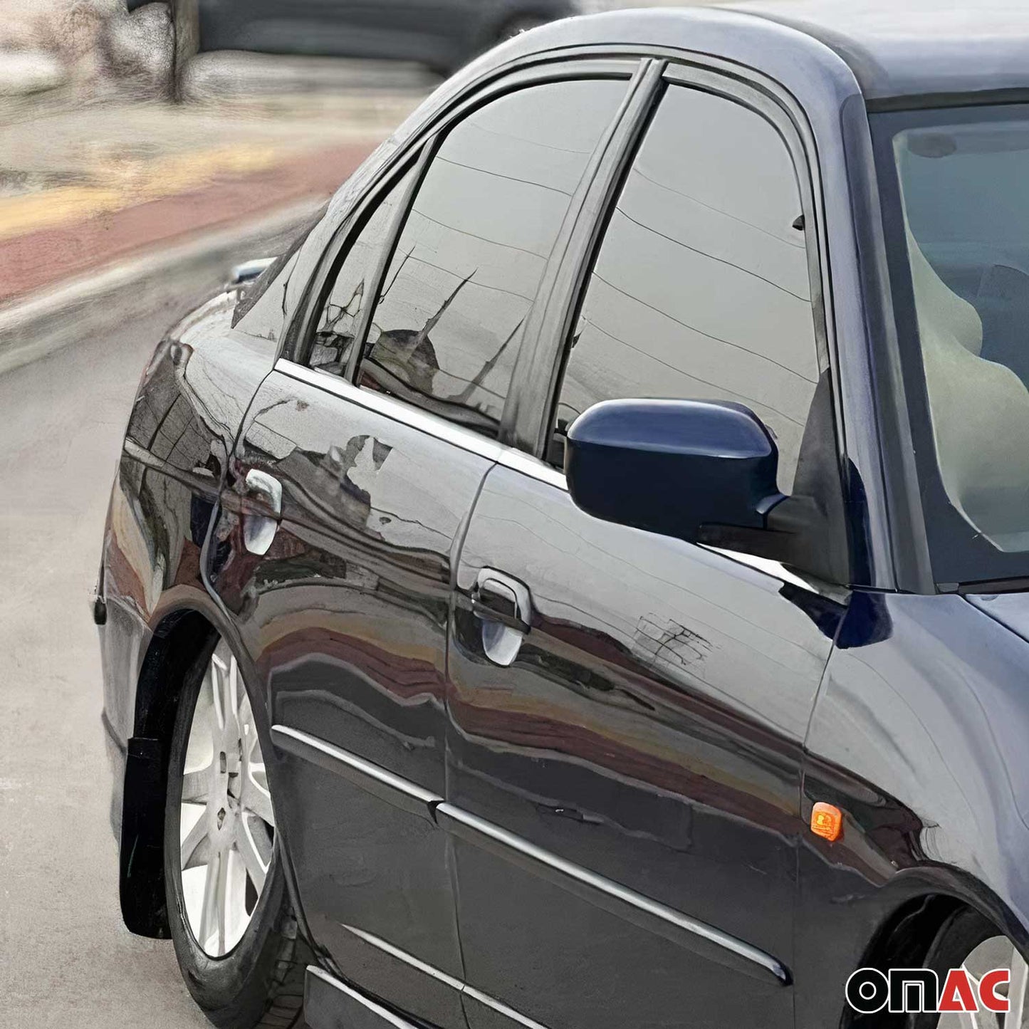 Benzi decorative pentru geamuri Honda Civic 2000-2005, oțel inoxidabil cromat, 4 bucăți