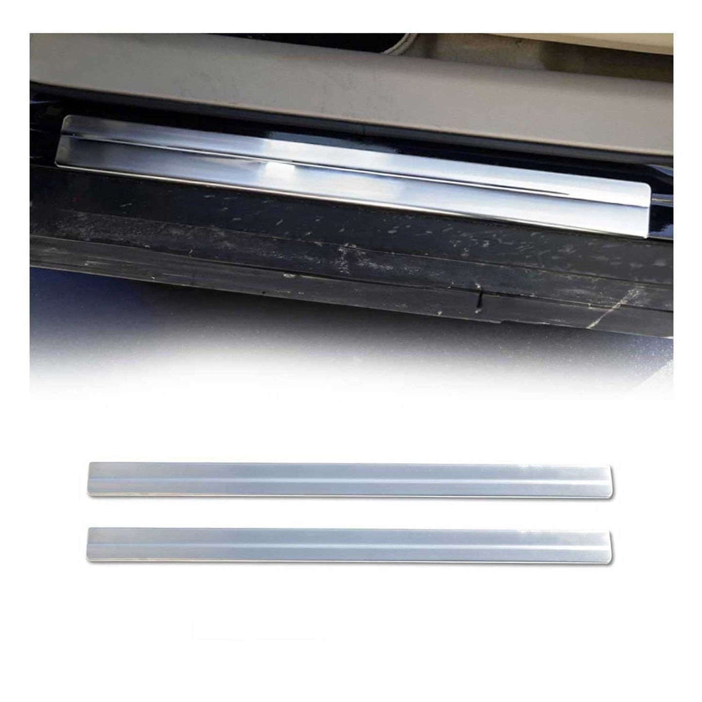 Ornamente prag uși pentru Nissan Juke 2010-2025, oțel inoxidabil, argintiu, set 2 piese