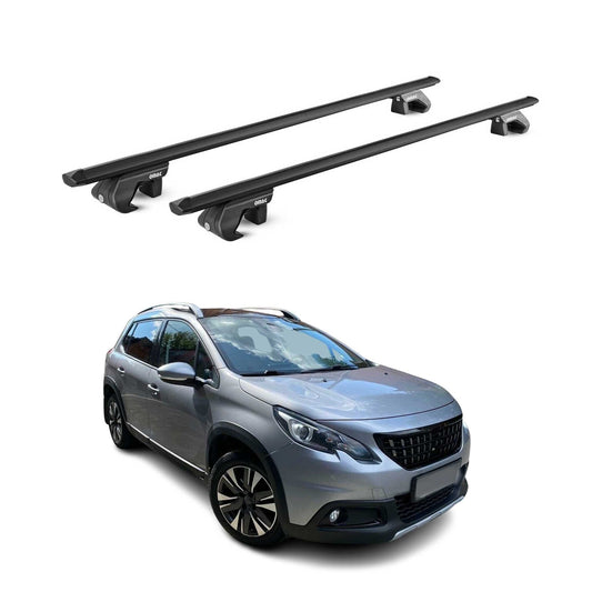 Portbagaj de plafon pentru Peugeot 2008 2013-2019 90kg aluminiu negru 2 piese ABE