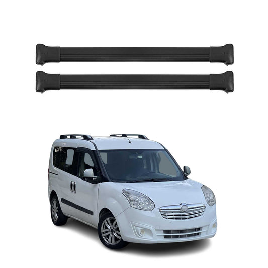 Portbagaj de plafon pentru Opel Combo D 2011-2018 75kg aluminiu negru 2 buc