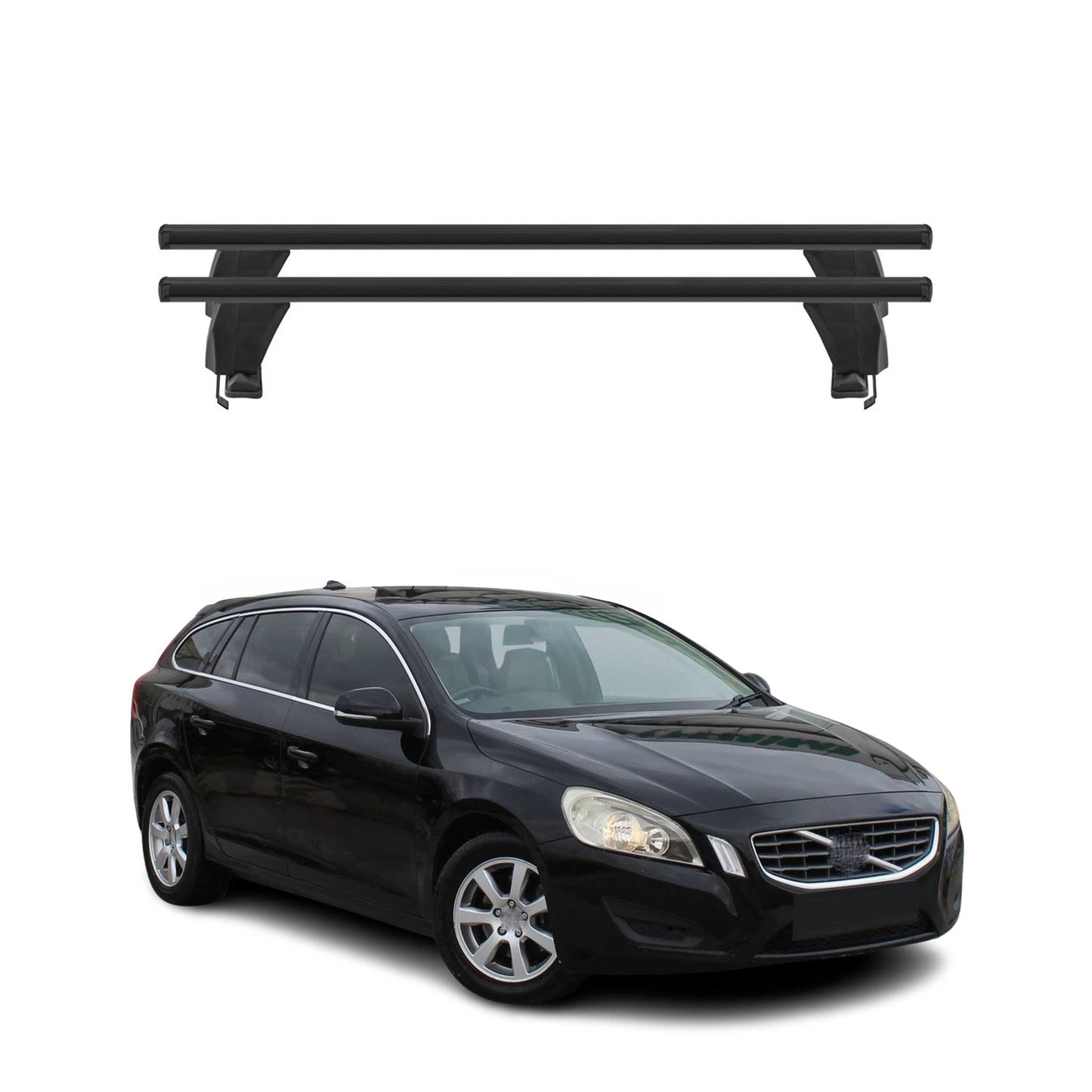 Menabo Dachträger Grundtäger für Volvo V60 2010-2013 Pre-FL 50kg Alu Schwarz 2x