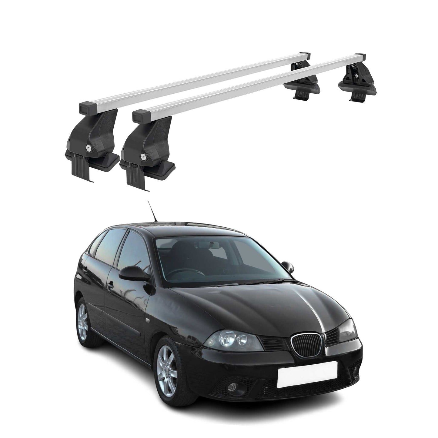 Menabo Dachträger Grundtäger für Seat Ibiza mk3 2002-2008 50kg Stahl Silber 2x