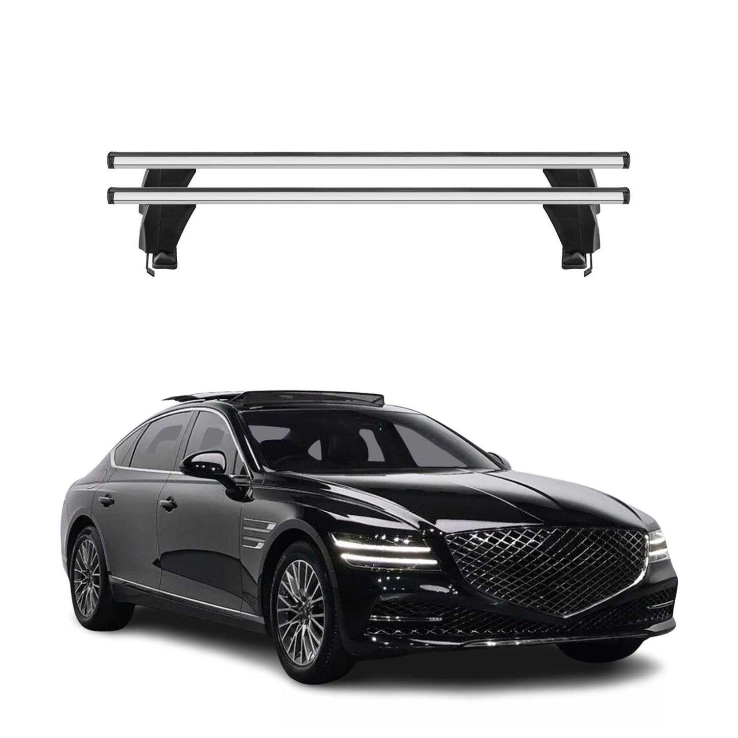 Menabo Dachträger Grundtäger für Genesis G80 2016-2025 50kg Alu Silber 2 tlg