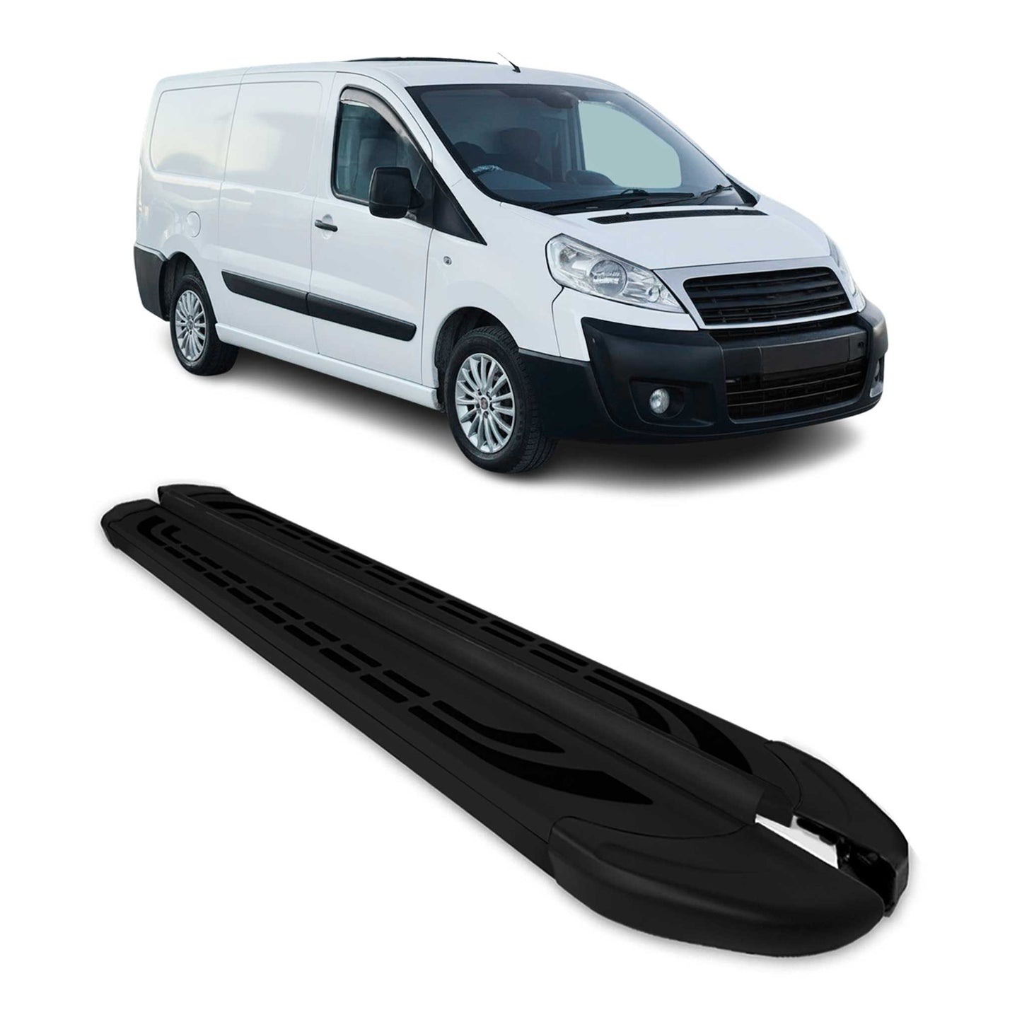 Trittbretter Seitenschweller für Fiat Scudo 2007-2016 L2 Langer Alu Schwarz