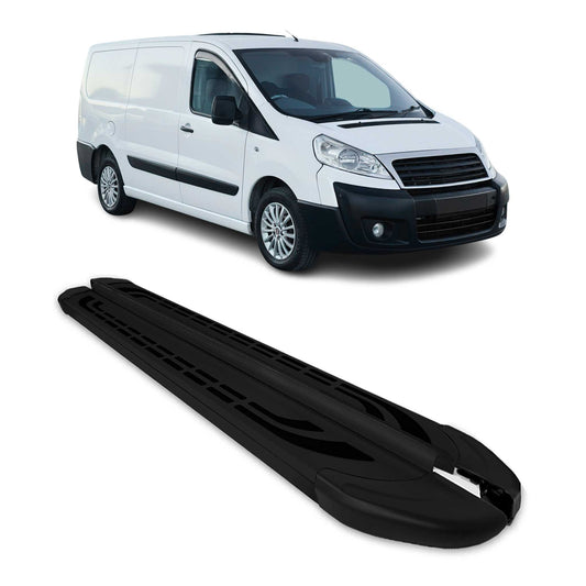 Trittbretter Seitenschweller für Fiat Scudo 2007-2016 L2 Langer Alu Schwarz