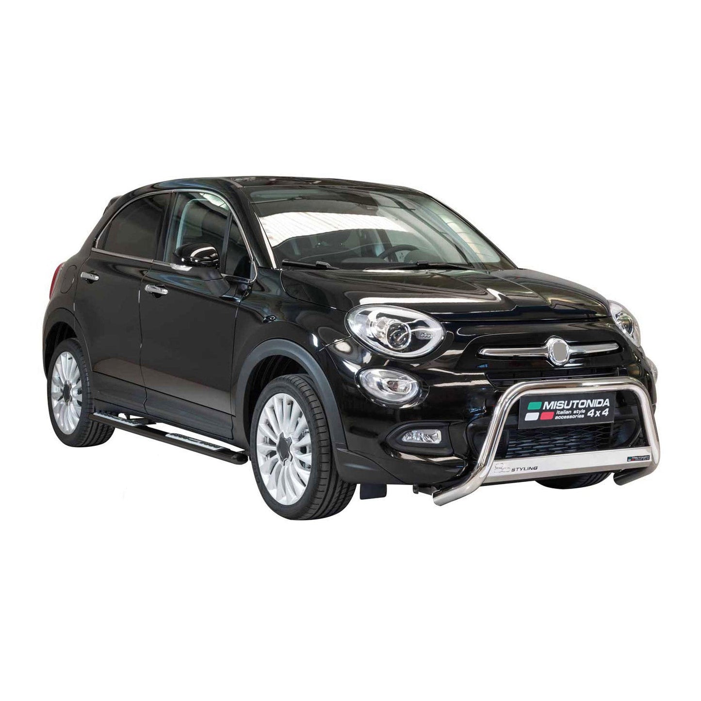 Praguri laterale din oțel inoxidabil Fiat 500X tip 334, 2015-2024, negru
