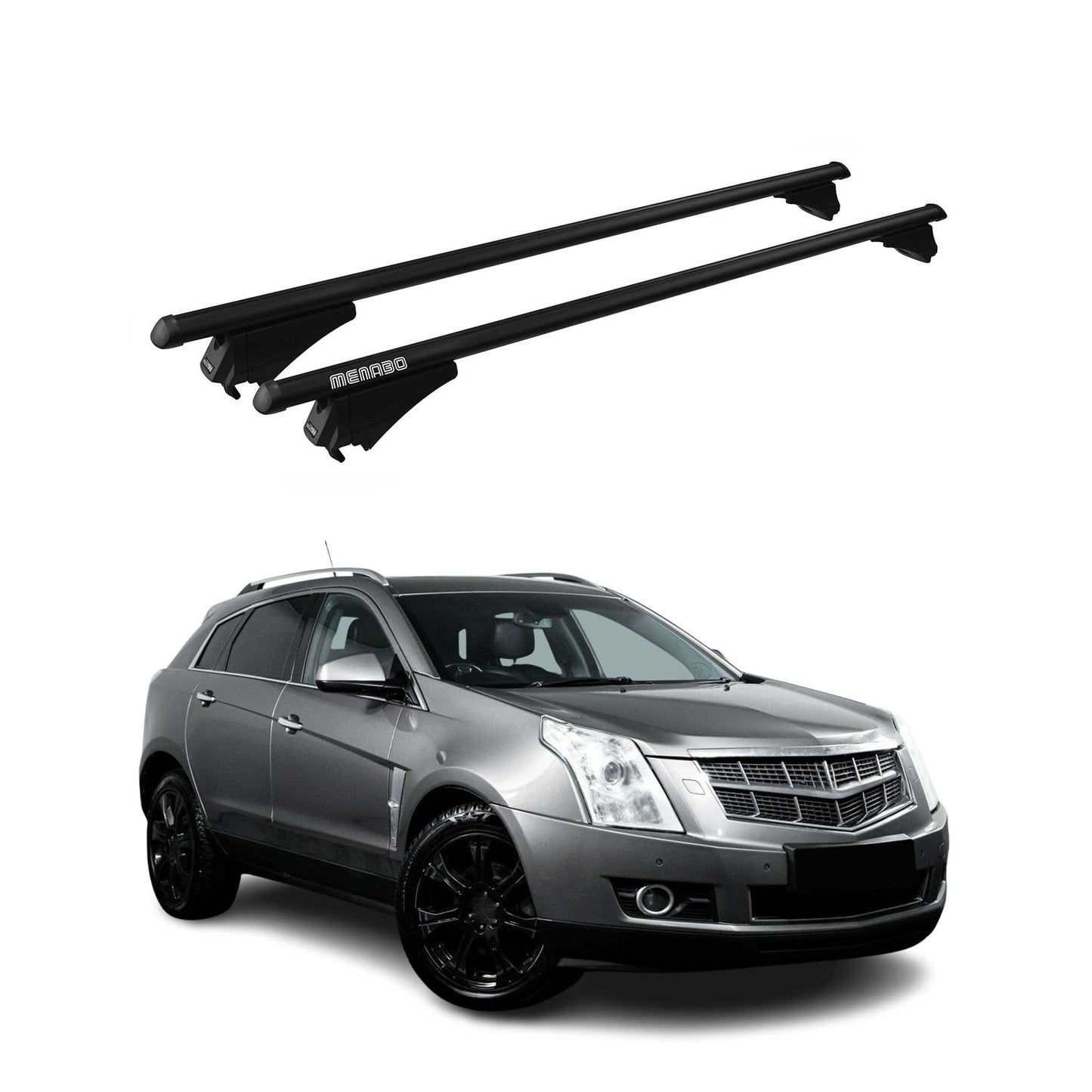 Menabo Dachträger Grundtäger für Cadillac SRX 2010-2016 75kg Alu Schwarz 2 tlg