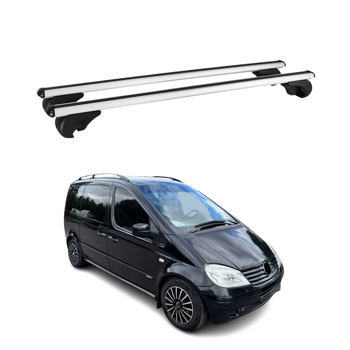 Portbagaj de plafon pentru Mercedes Vaneo 2001-2005 75kg aluminiu argintiu 2 buc