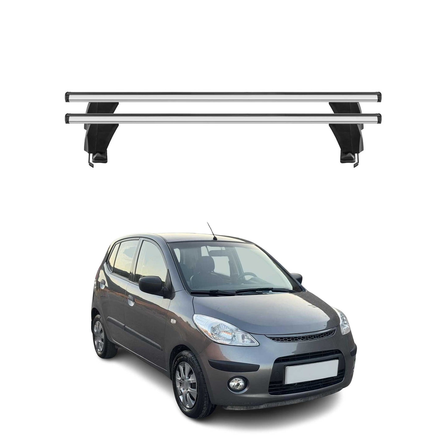 Menabo Dachträger Grundtäger für Hyundai i10 2007-2013 50kg Alu Silber 2 tlg