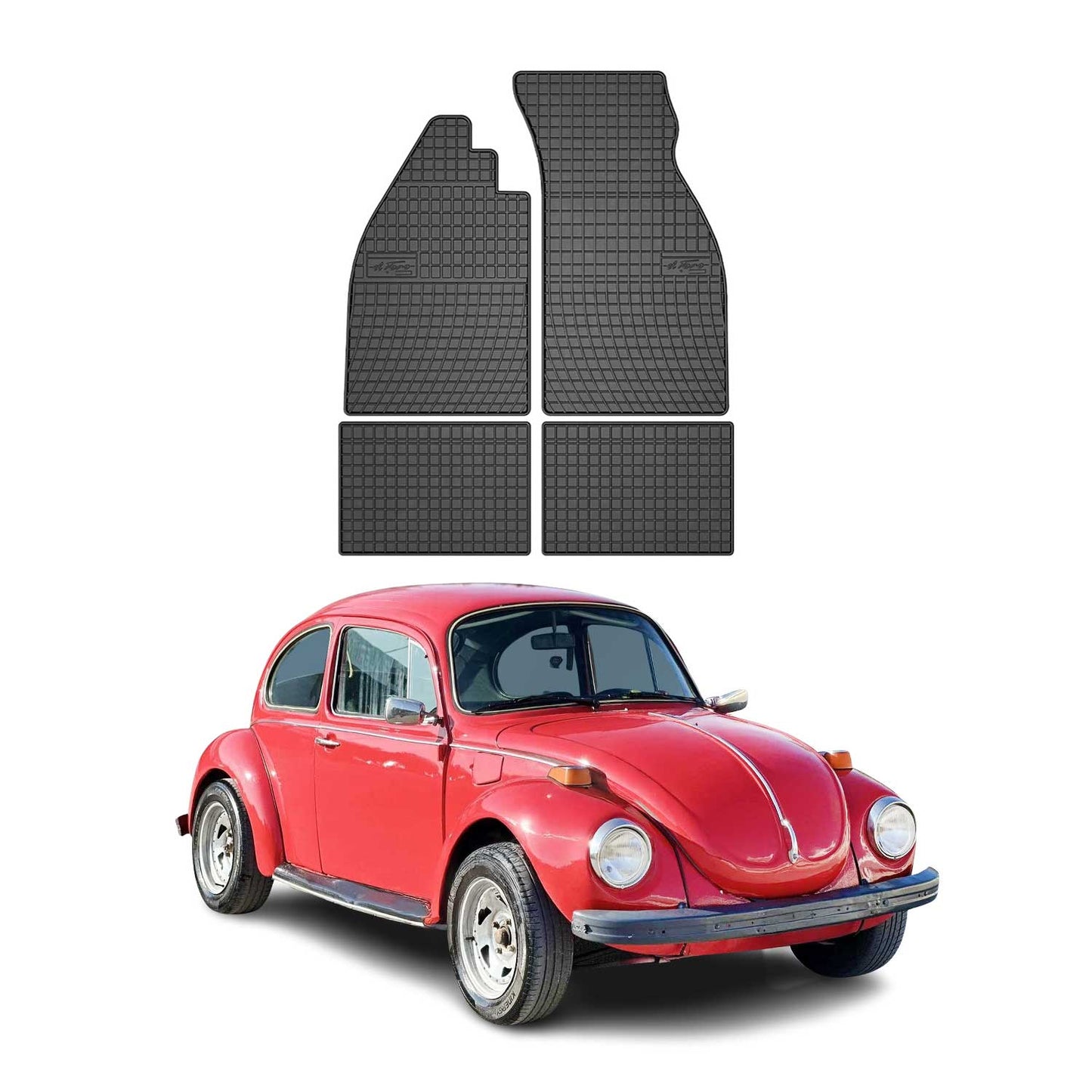 OMAC Gummi Fußmatten für VW Beetle 1980-2003 Automatten Gummi Schwarz 4tlg