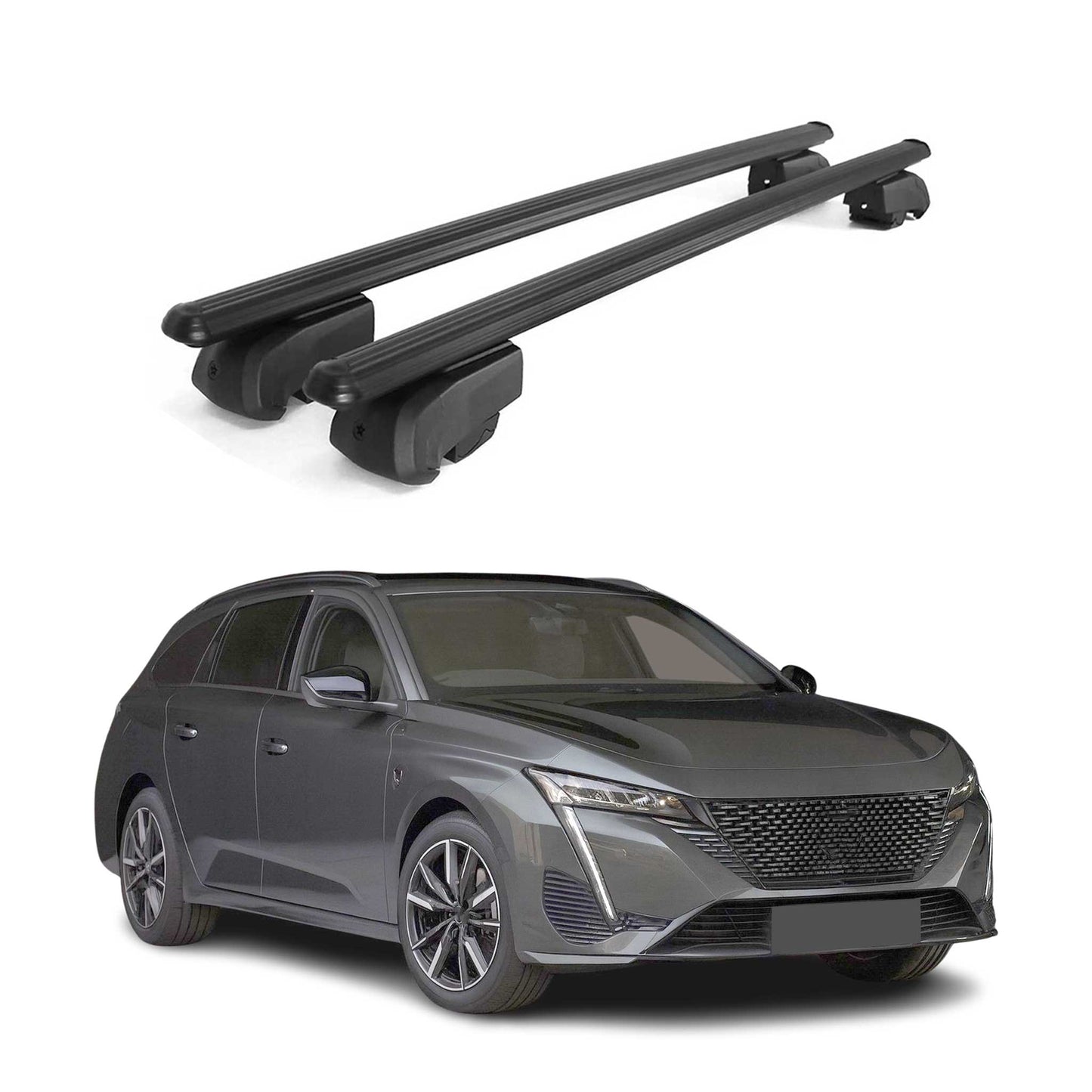 Dachträger Gepäckträger für Peugeot 308 III P5 SW 2021-2023 ABE Alu Schwarz