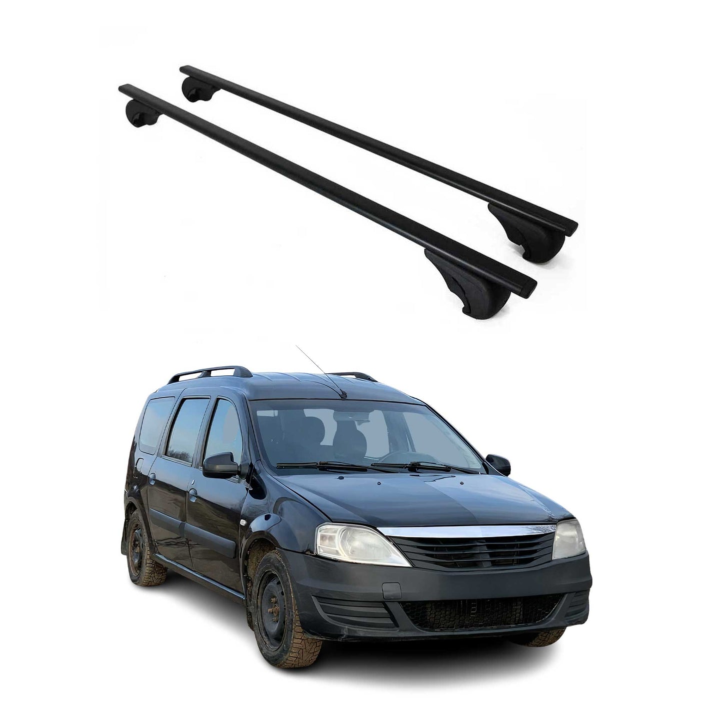 Portbagaj de plafon pentru Dacia Logan MCV mk1 2006-2012 75kg metal negru 2x