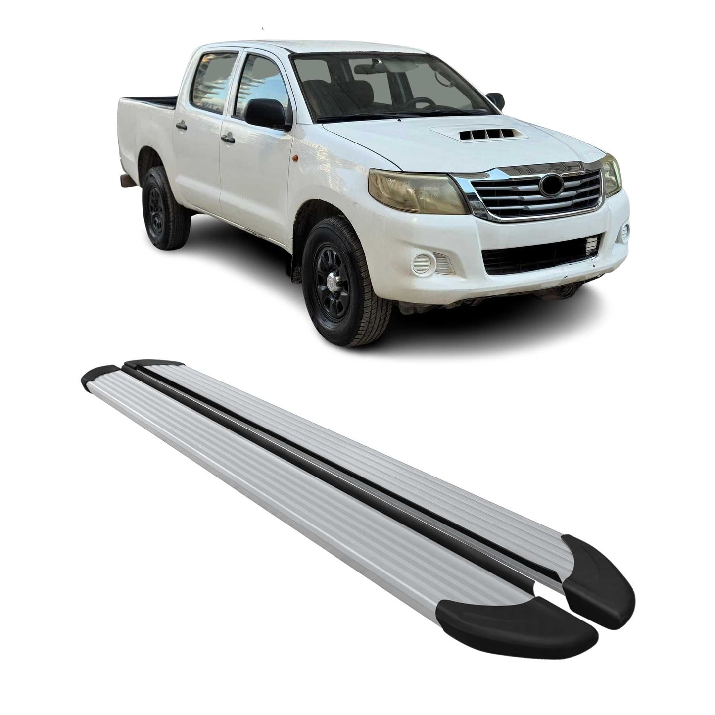 Seitenschweller Trittbretter für Toyota Hilux DoubleCab 2004-2015 Aluminium Grau