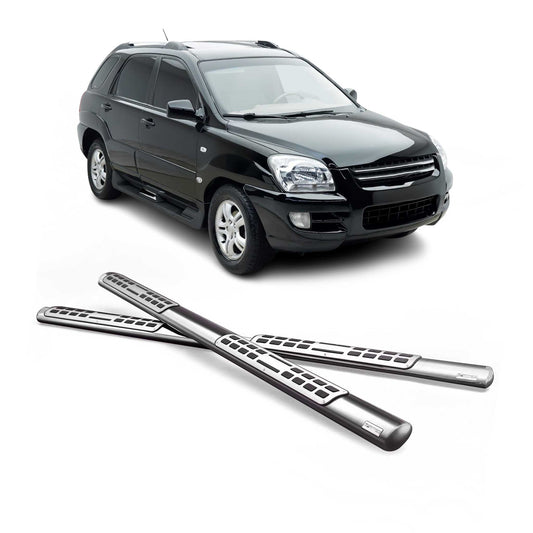 Edelstahl Seitenschweller Schwellerrohre für Kia Sportage 2005-2008 Silber