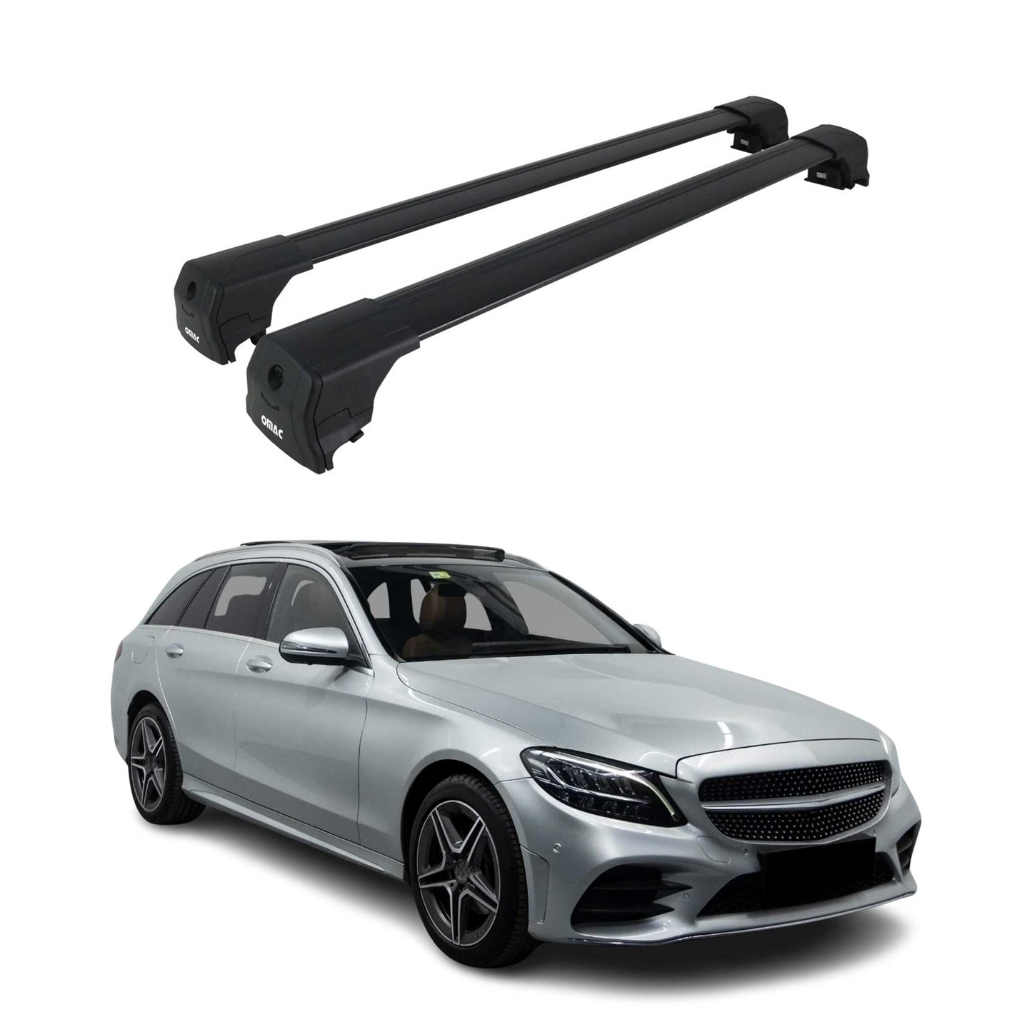 Dachträger Gepäckträger für Mercedes C Klasse W205 2014-2021 ABE Alu Schwarz