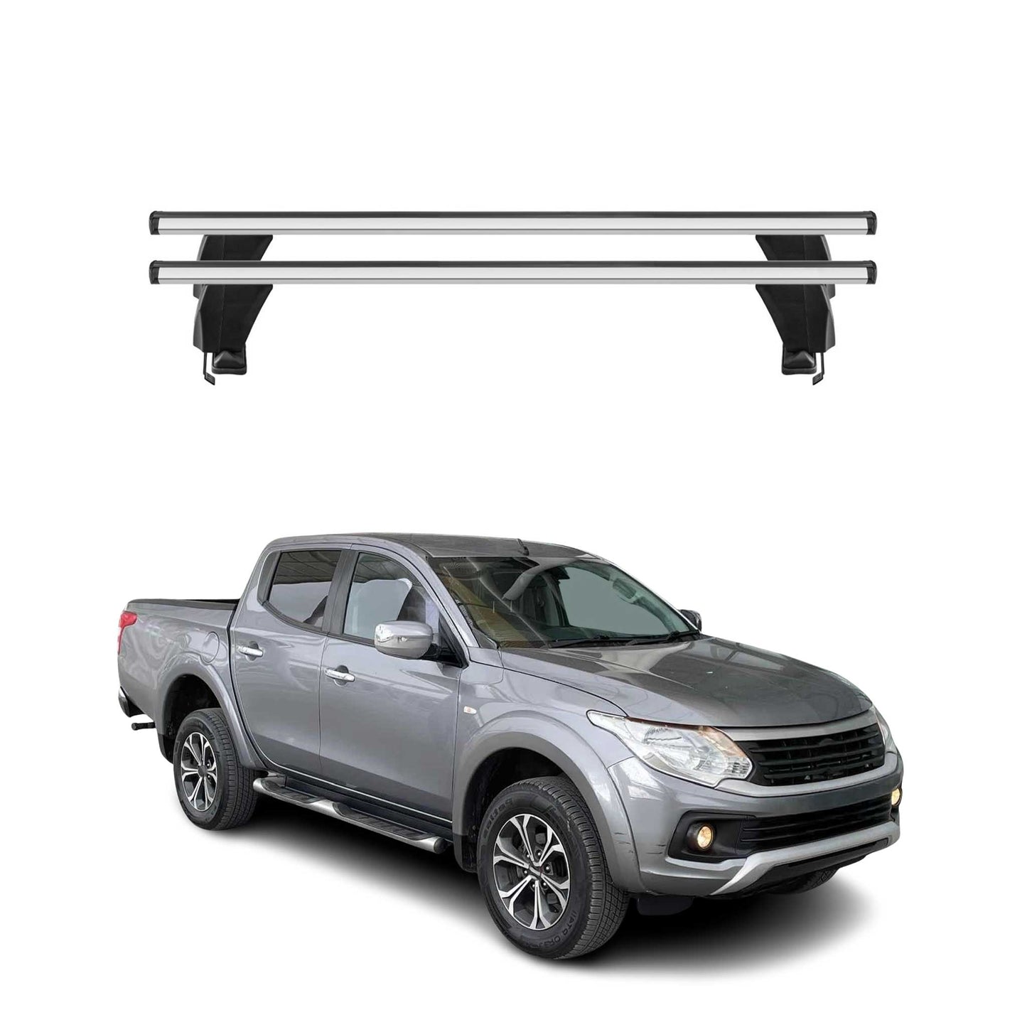 Bagażnik dachowy Menabo do Fiata Fullback 2016-2019, 50 kg, aluminiowy, srebrny, 2 sztuki