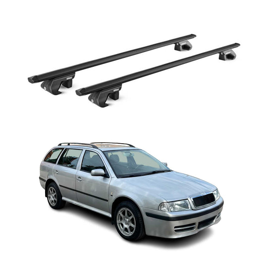 Portbagaj de plafon pentru Skoda Octavia Combi 1998-2020 90kg Alu Negru 2x ABE