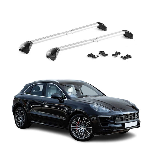 Portbagaj de plafon pentru Porsche Macan 2014-2024, 100 kg, aluminiu, argintiu, 2 piese, ABE (omologare de tip germană)