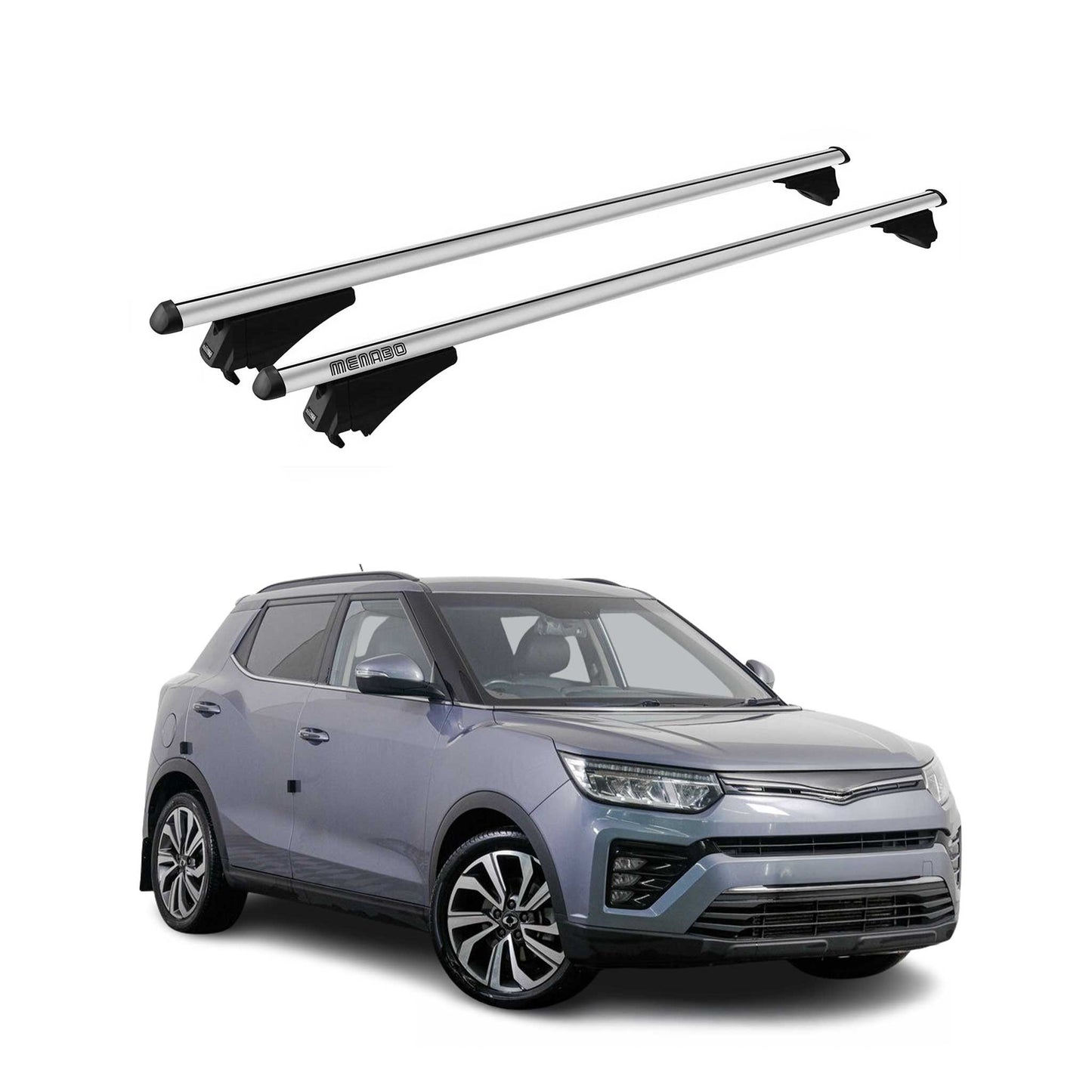 Menabo Dachträger Grundtäger für SsangYong Tivoli 2015-2025 75kg Alu Silber 2x