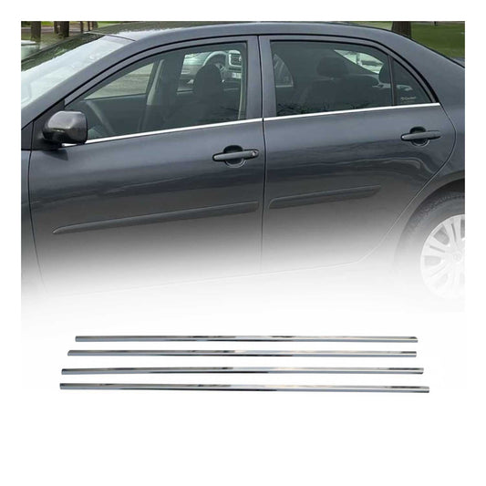 Benzi decorative pentru geamuri pentru Toyota Corolla 2007-13 sedan, oțel inoxidabil, set 4 piese