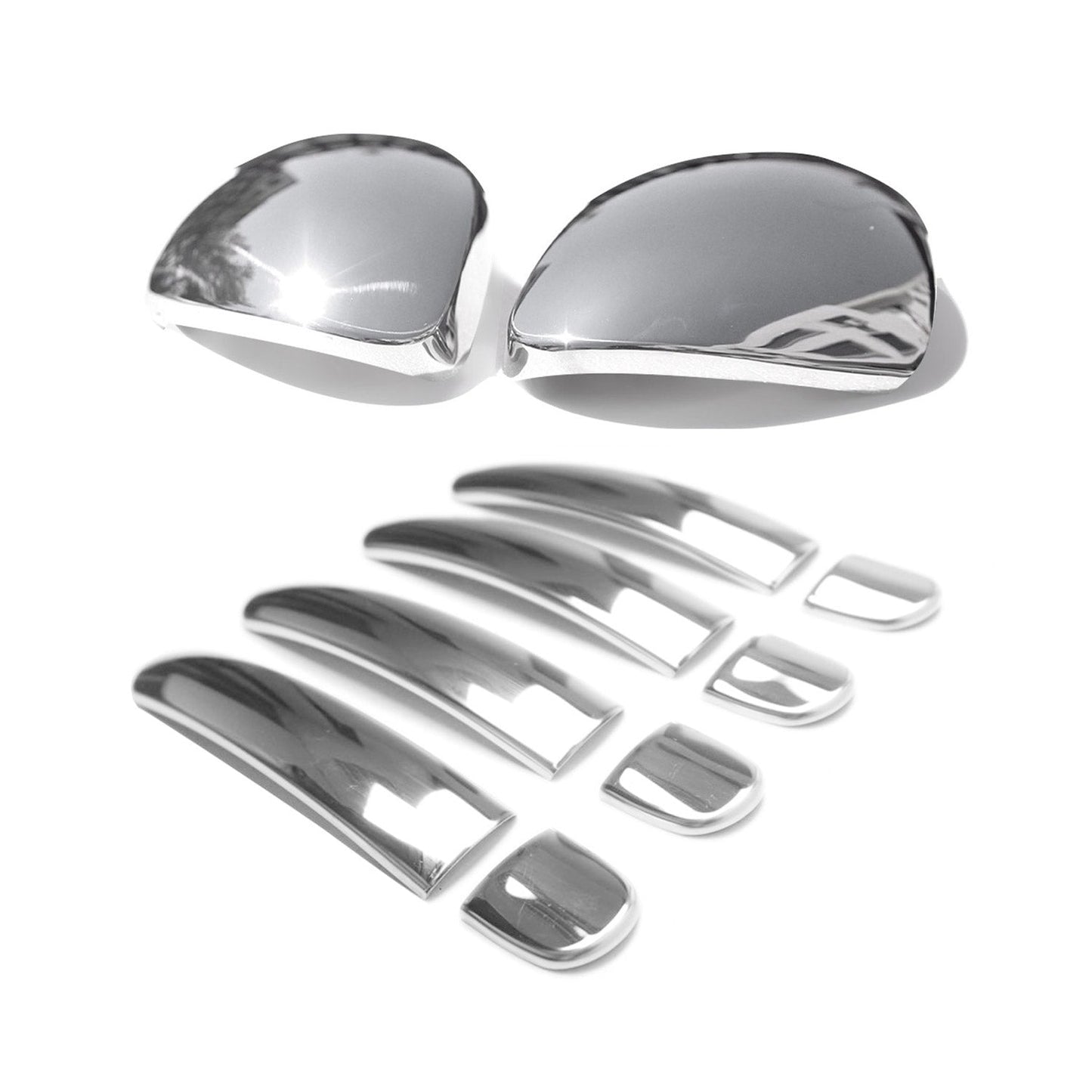 Capace oglinzi, set ornamente mâner ușă pentru VW Tiguan 2007-2016, oțel inoxidabil, argintiu