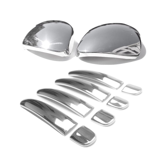 Capace oglinzi, set ornamente mâner ușă pentru VW Tiguan 2007-2016, oțel inoxidabil, argintiu