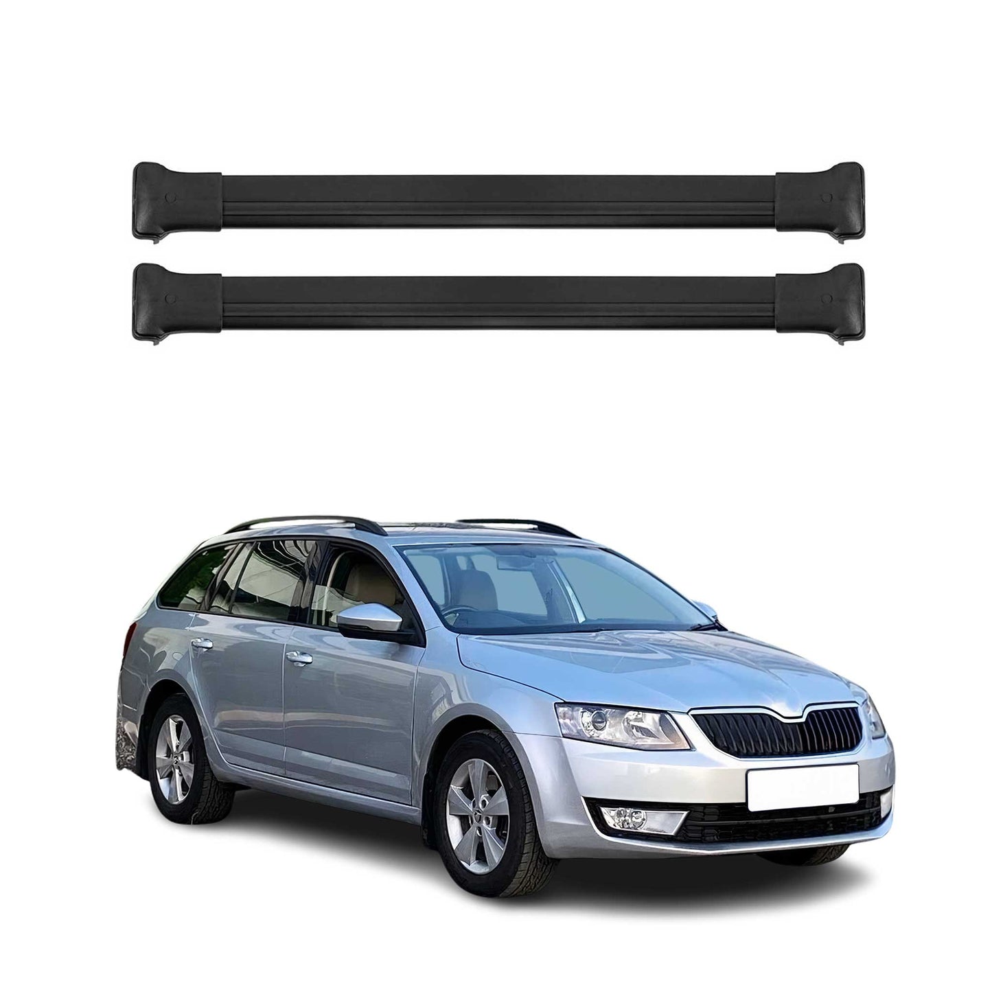 Portbagaj de plafon pentru Skoda Octavia mk3 Estate 2013-2020 75kg aluminiu negru 2x