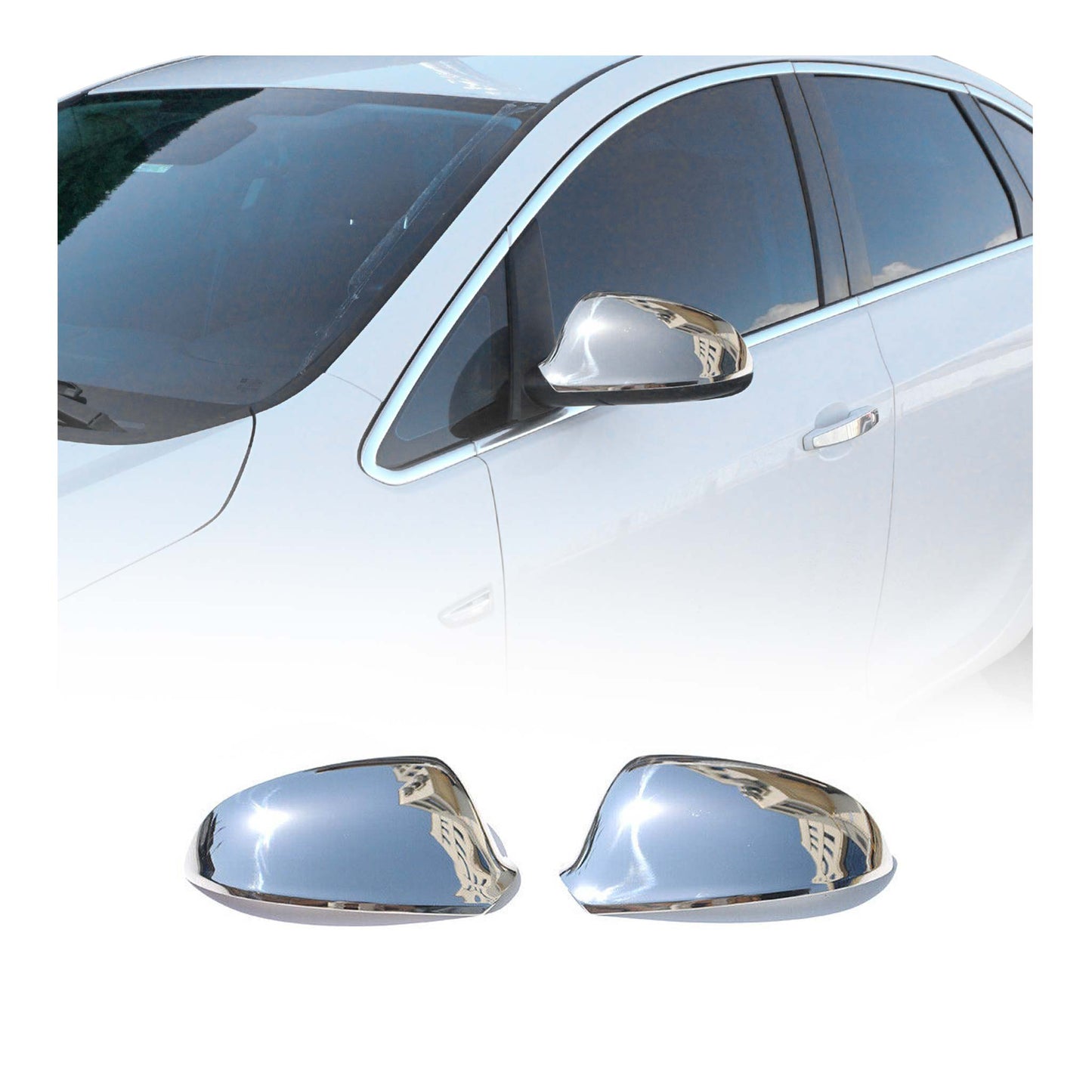 Spiegelkappen Spiegelabdeckung für Opel Astra J 2009-2015 Edelstahl Silber 2tlg