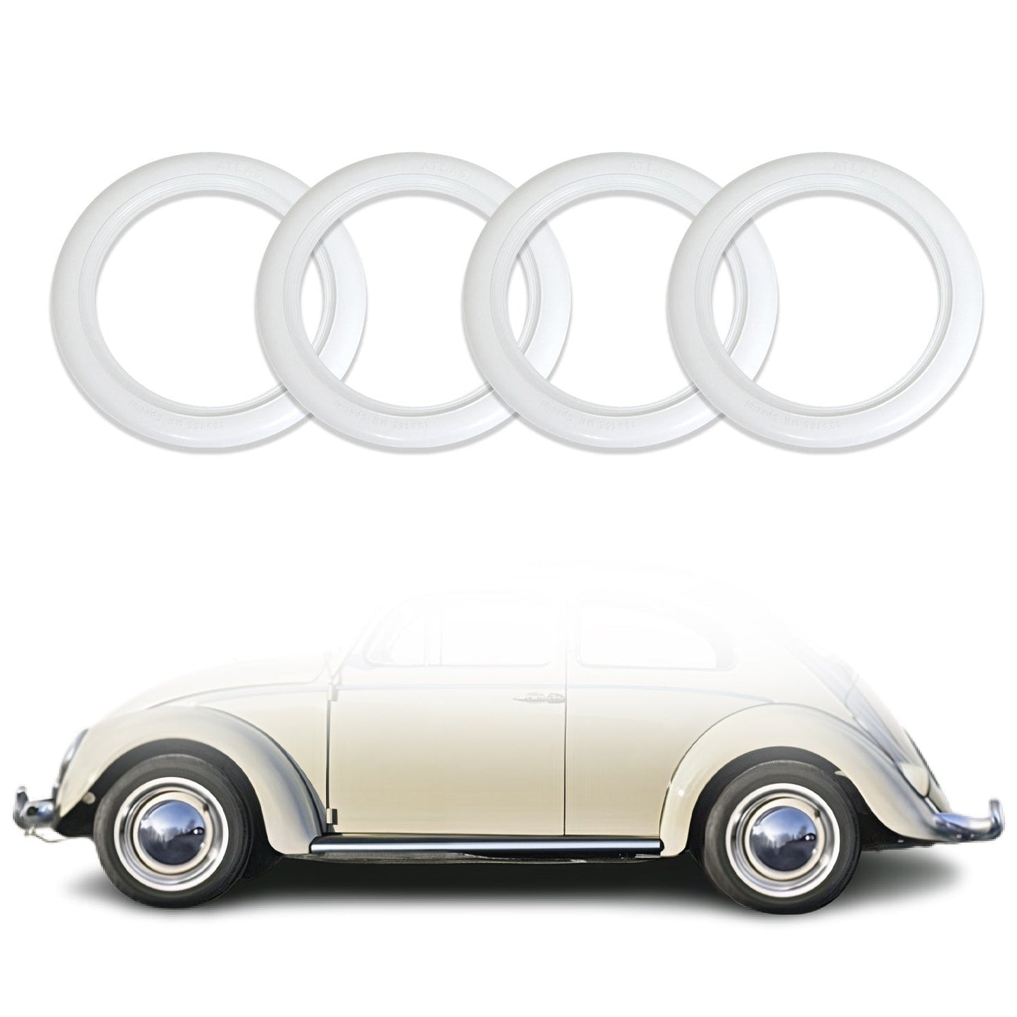 4x Weißwandringe Weißwandreifen 16 Zoll weiß Gummi Auto Tuning