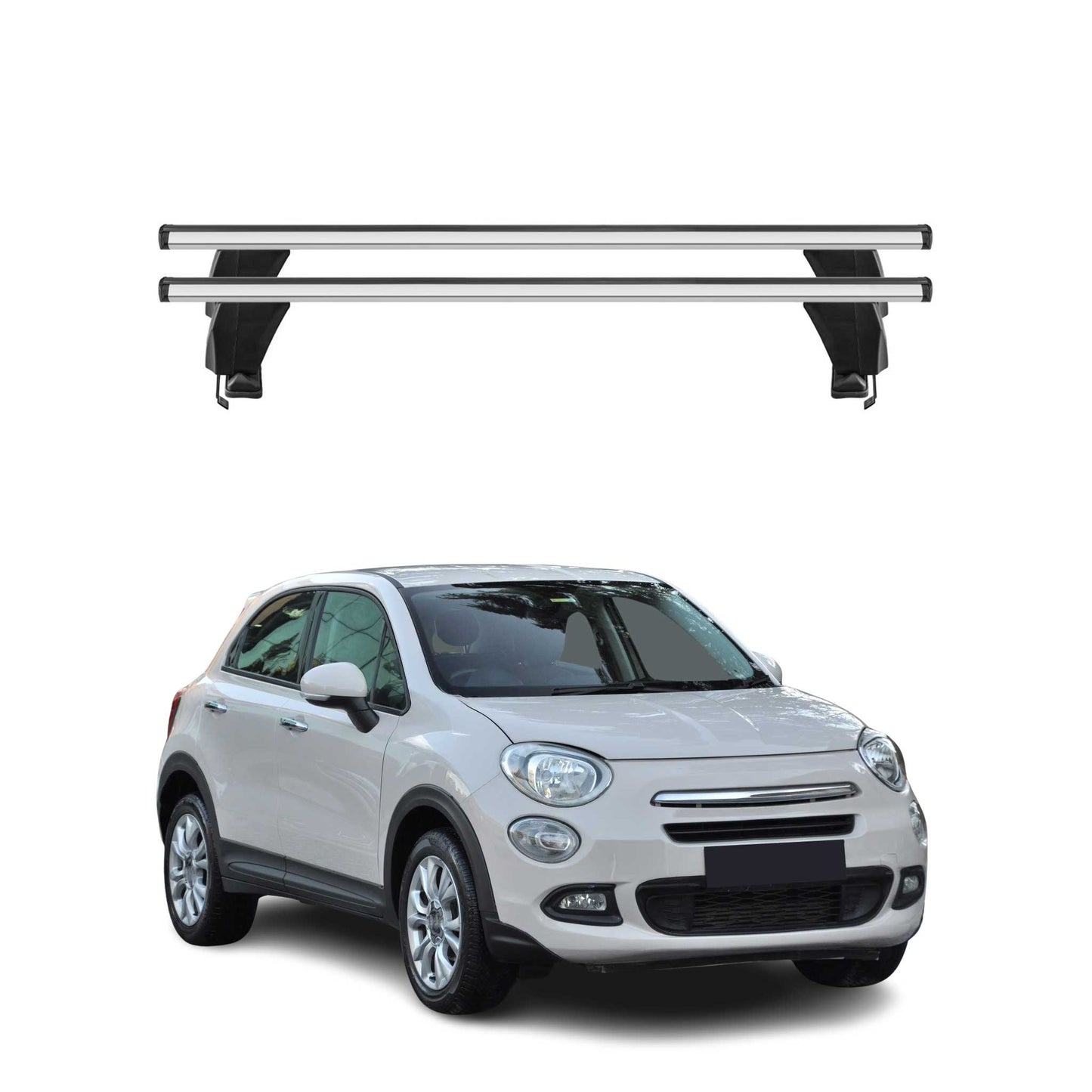 Menabo Dachträger Grundtäger für Fiat 500X 2014-2024 50kg Aluminium Silber 2 tlg