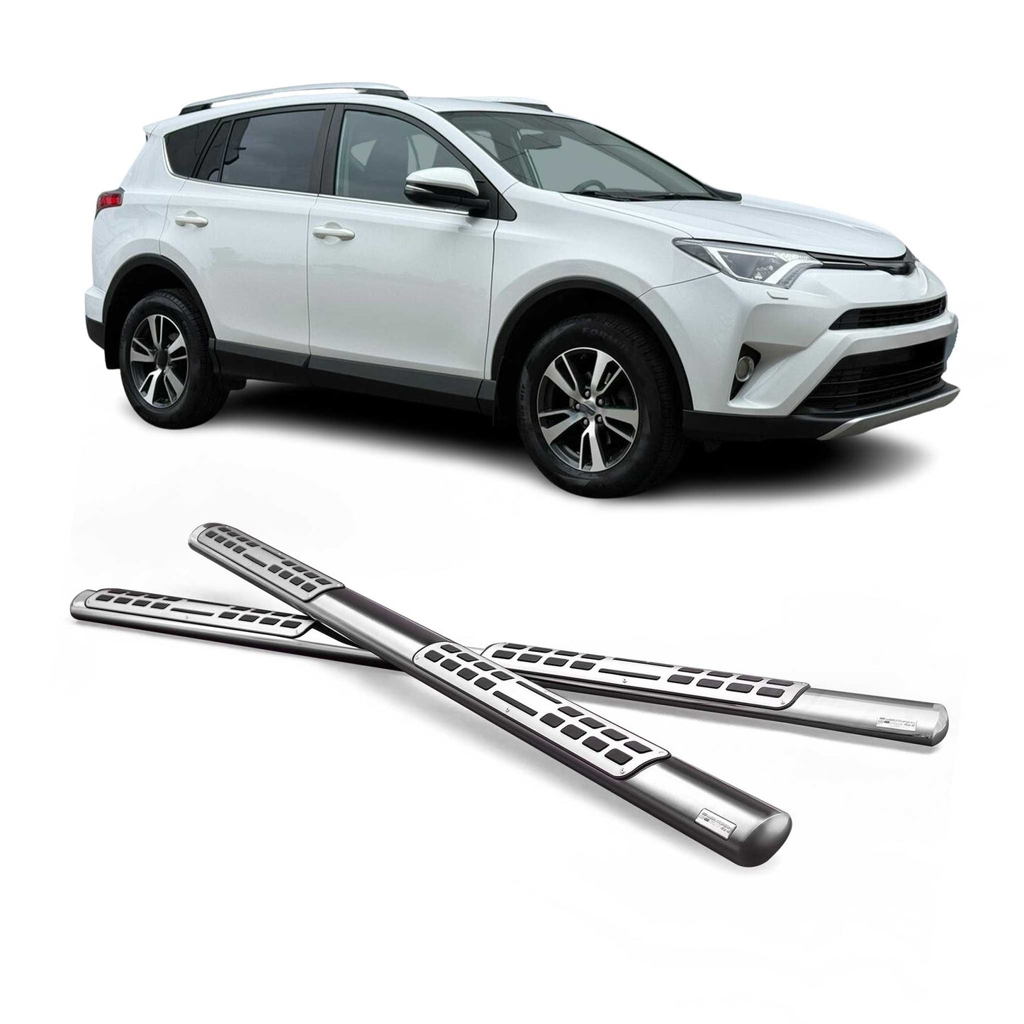 Praguri/praguri laterale din oțel inoxidabil pentru Toyota RAV4 XA40 2013-2015, argintii