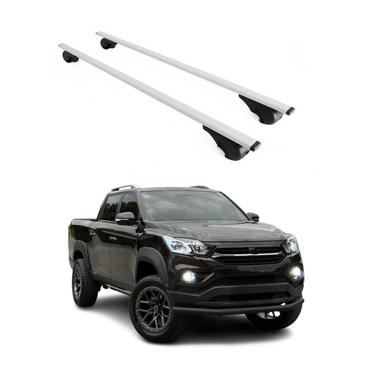 Portbagaj de plafon pentru SsangYong Grand Musso 2018-2025 75kg metal argintiu 2x