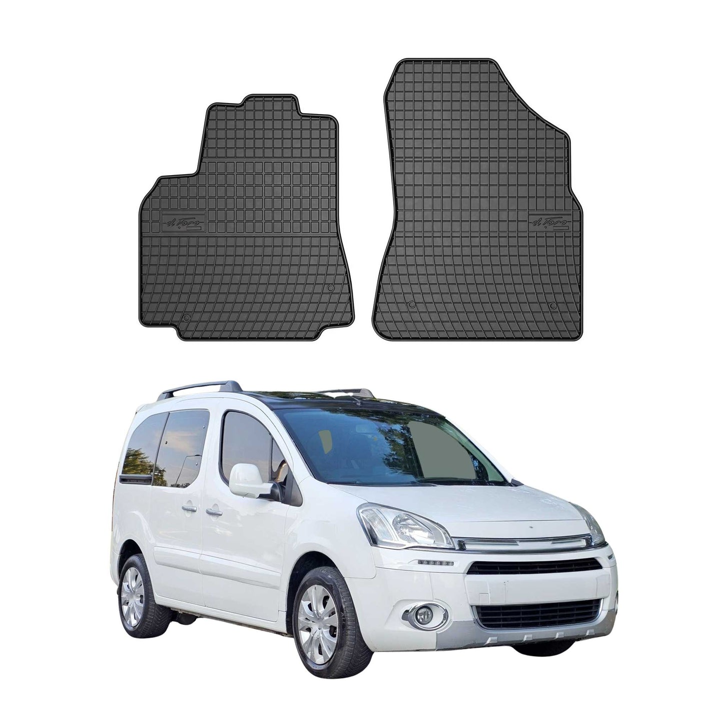 OMAC Gummi Fußmatten für Citroen Berlingo 2008-2018 Automatten Gummi Schwarz 2x